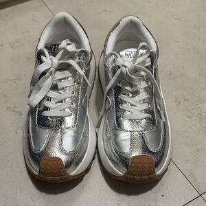 Steve Madden Silver and White Sneakers